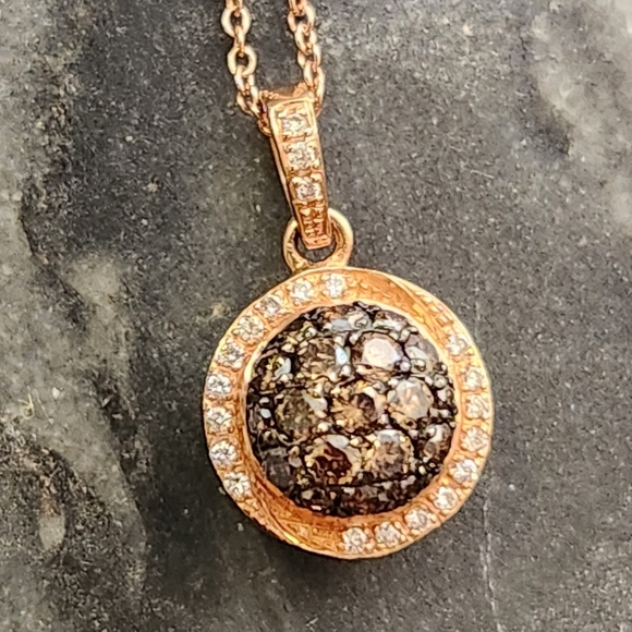 LeVian 14K Rose Gold Chocolate Diamond 0.6 cts 18" Pendant Necklace NEW in Box - Picture 4 of 14